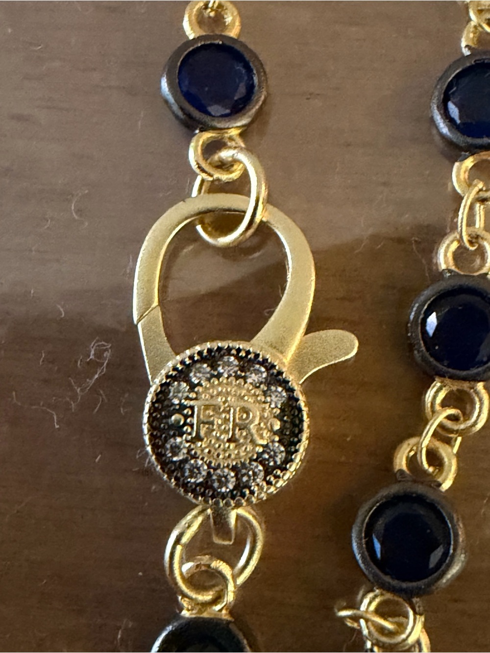 AUTHENTIC FREIDA ROTHMAN DEEP NAVY BLUE & GOLD STATION BRACELET 💙✨